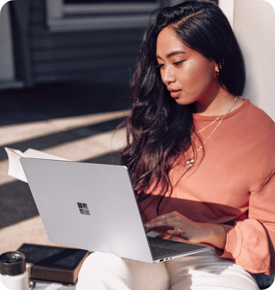 Woman working on laptop
