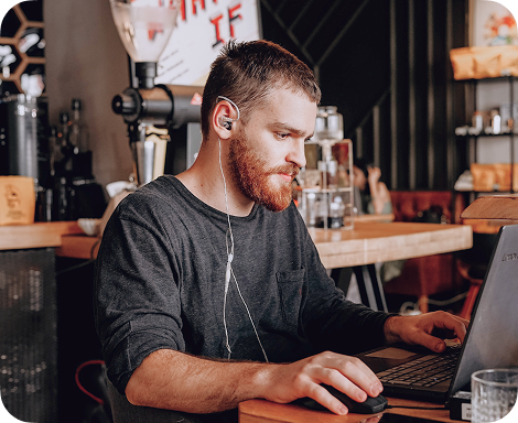 Man working on laptop