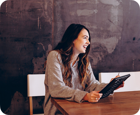 Woman working on laptop